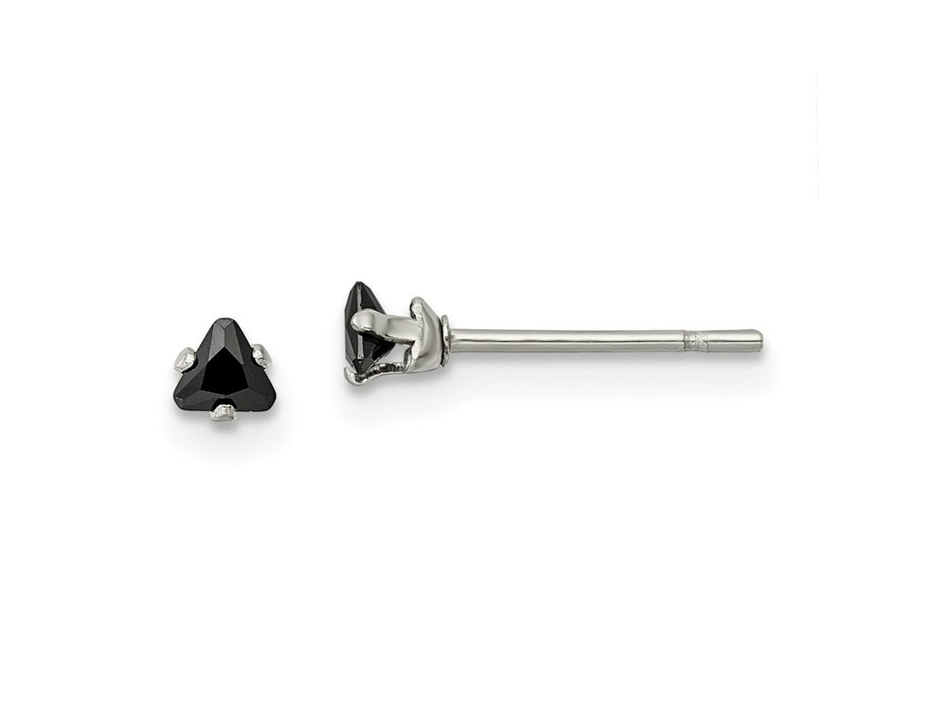FJC Finejewelers Stainless Steel Polished Black Triangle CZ Stud Post Earrings 3 x 3 mm