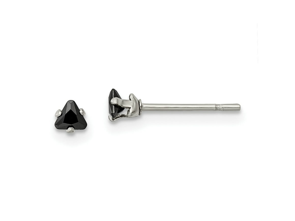 FJC Finejewelers Stainless Steel Polished Black Triangle CZ Stud Post Earrings 3 x 3 mm