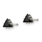 FJC Finejewelers Stainless Steel Polished Black Triangle CZ Stud Post Earrings 4 x 4 mm