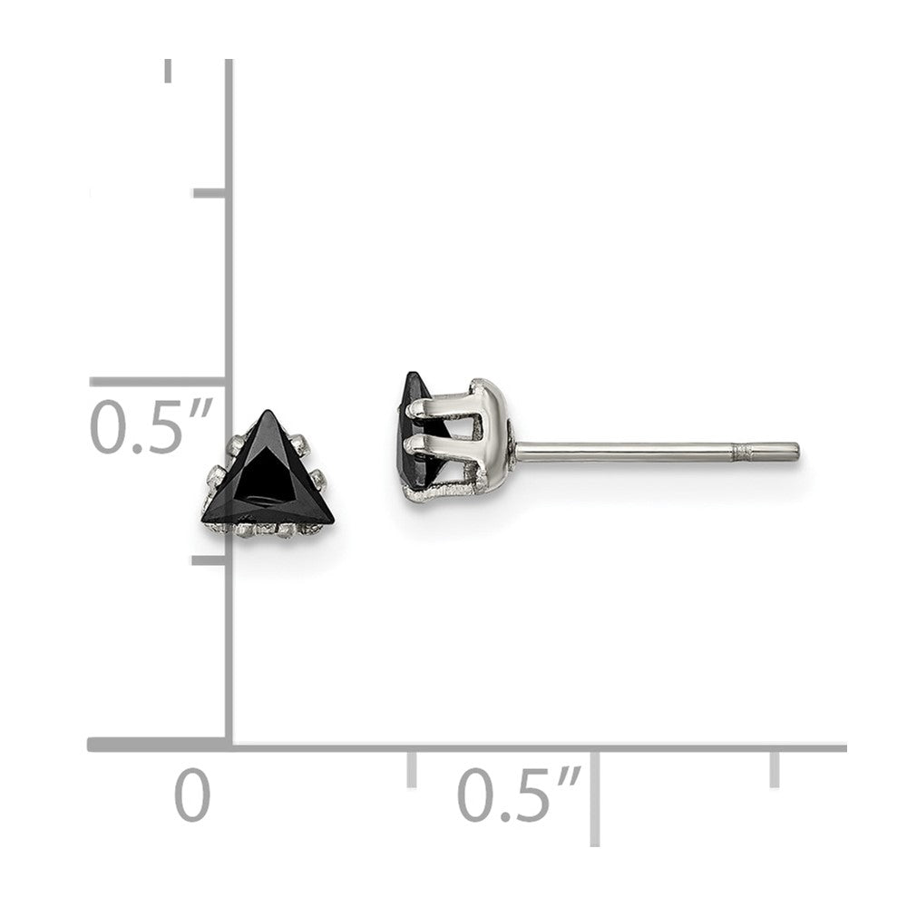 FJC Finejewelers Stainless Steel Polished Black Triangle CZ Stud Post Earrings 4 x 4 mm