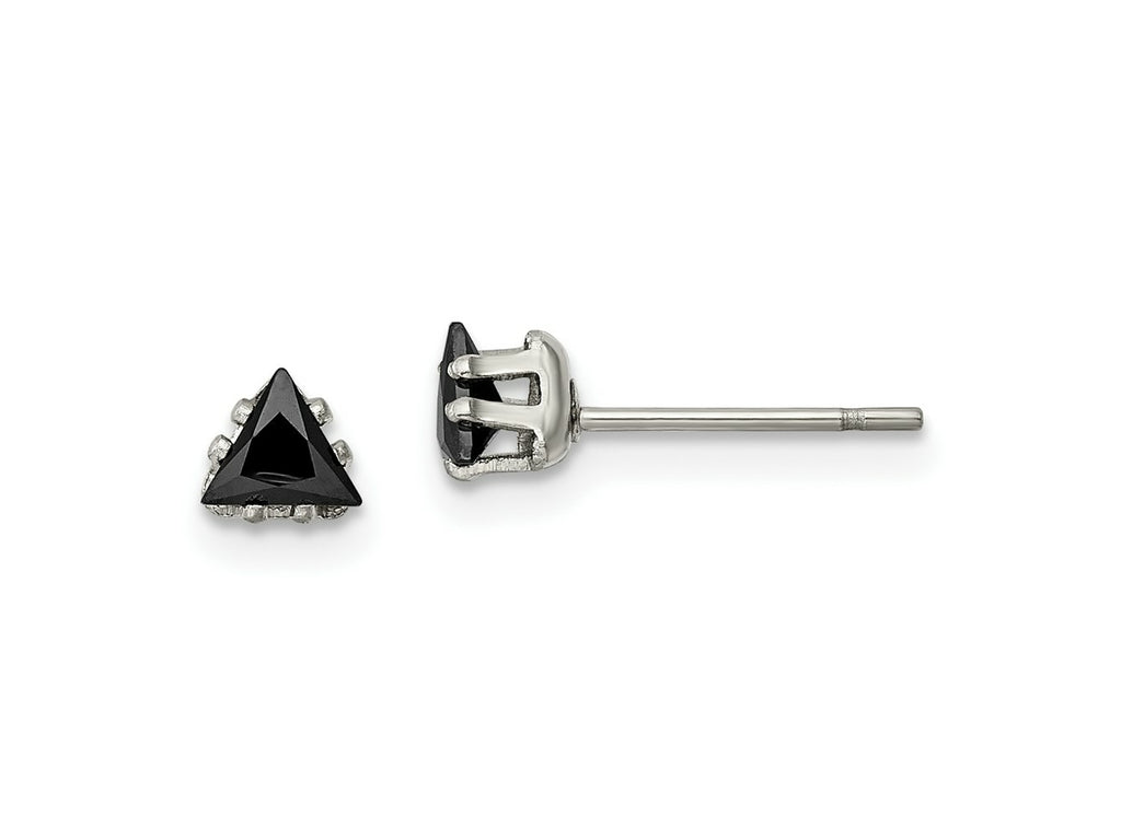 FJC Finejewelers Stainless Steel Polished Black Triangle CZ Stud Post Earrings 4 x 4 mm