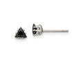 FJC Finejewelers Stainless Steel Polished Black Triangle CZ Stud Post Earrings 4 x 4 mm