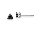 FJC Finejewelers Stainless Steel Polished Black Triangle CZ Stud Post Earrings 4 x 4 mm