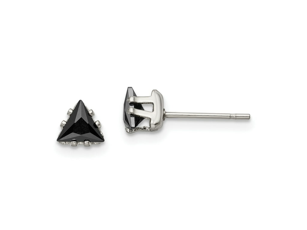 FJC Finejewelers Stainless Steel Polished Black Triangle CZ Stud Post Earrings 5 x 5 mm