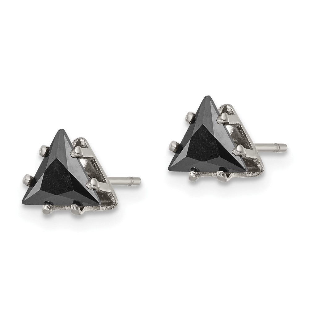 FJC Finejewelers Stainless Steel Polished Black Triangle CZ Stud Post Earrings 6 x 6 mm