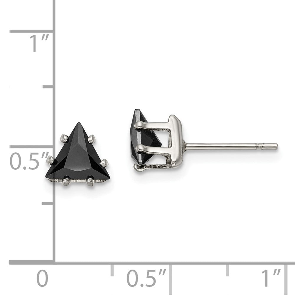 FJC Finejewelers Stainless Steel Polished Black Triangle CZ Stud Post Earrings 6 x 6 mm