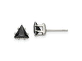 FJC Finejewelers Stainless Steel Polished Black Triangle CZ Stud Post Earrings 6 x 6 mm