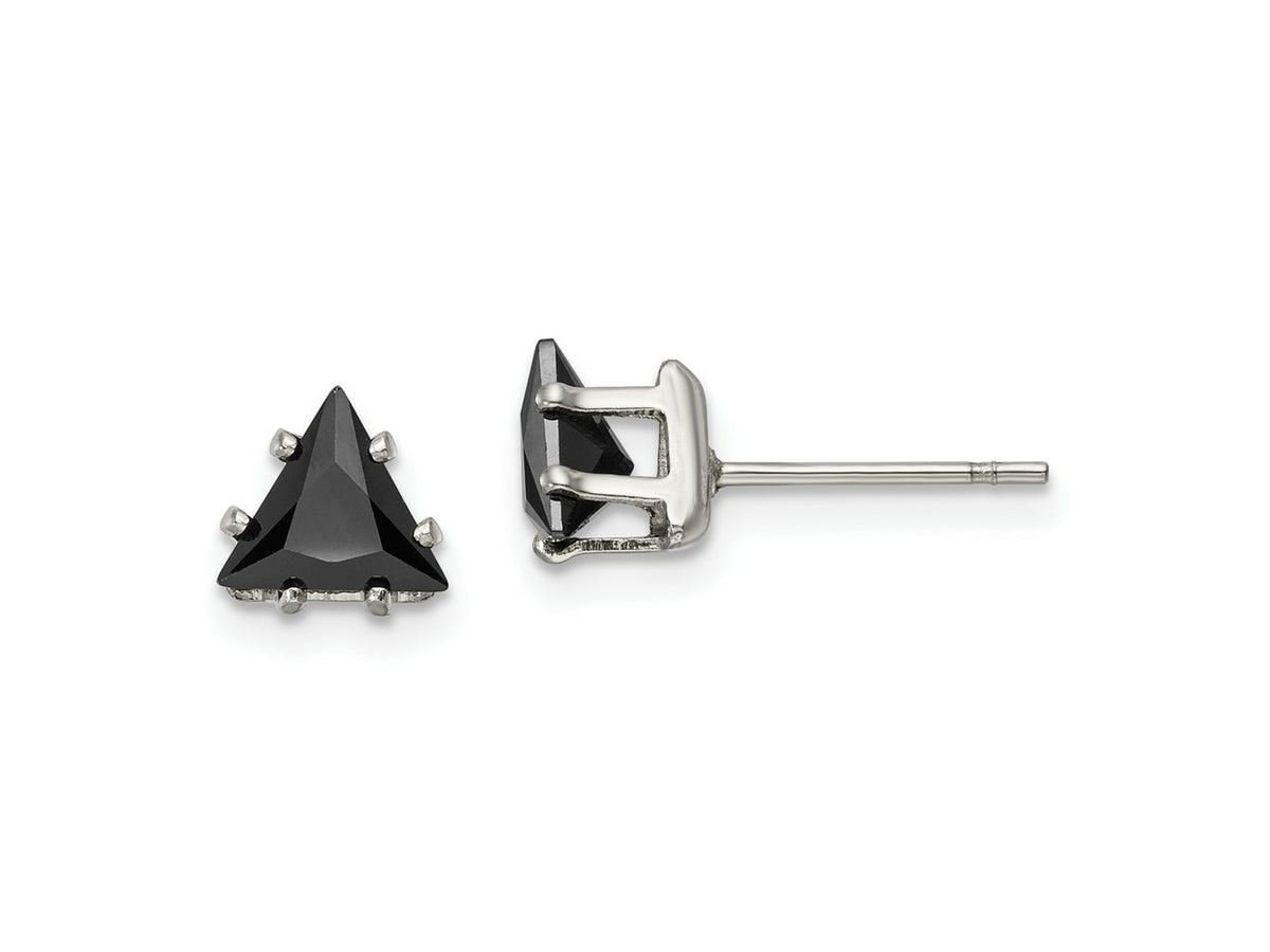 FJC Finejewelers Stainless Steel Polished Black Triangle CZ Stud Post Earrings 6 x 6 mm
