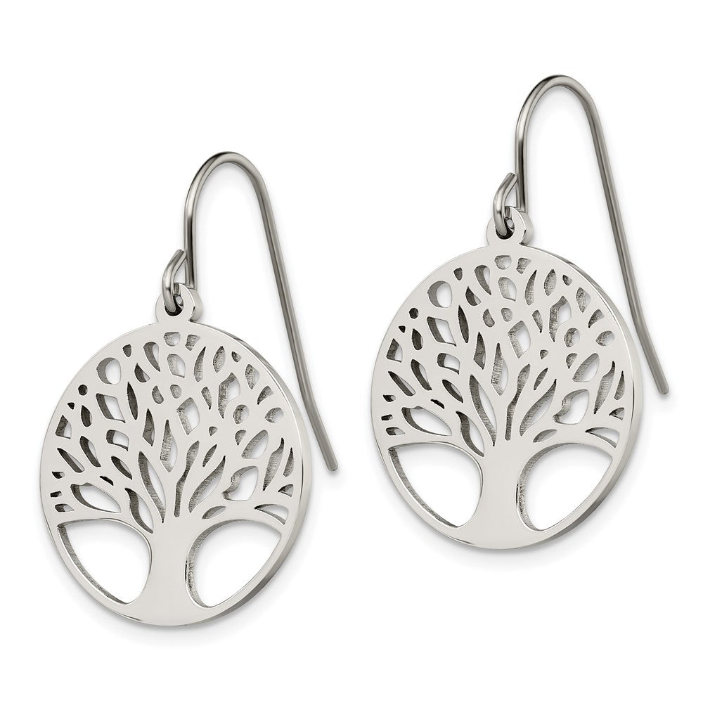 FJC Finejewelers Stainless Steel Dangle Polished Tree of Life Cut-out Shepherd Hook Earrings 32 x 19 mm