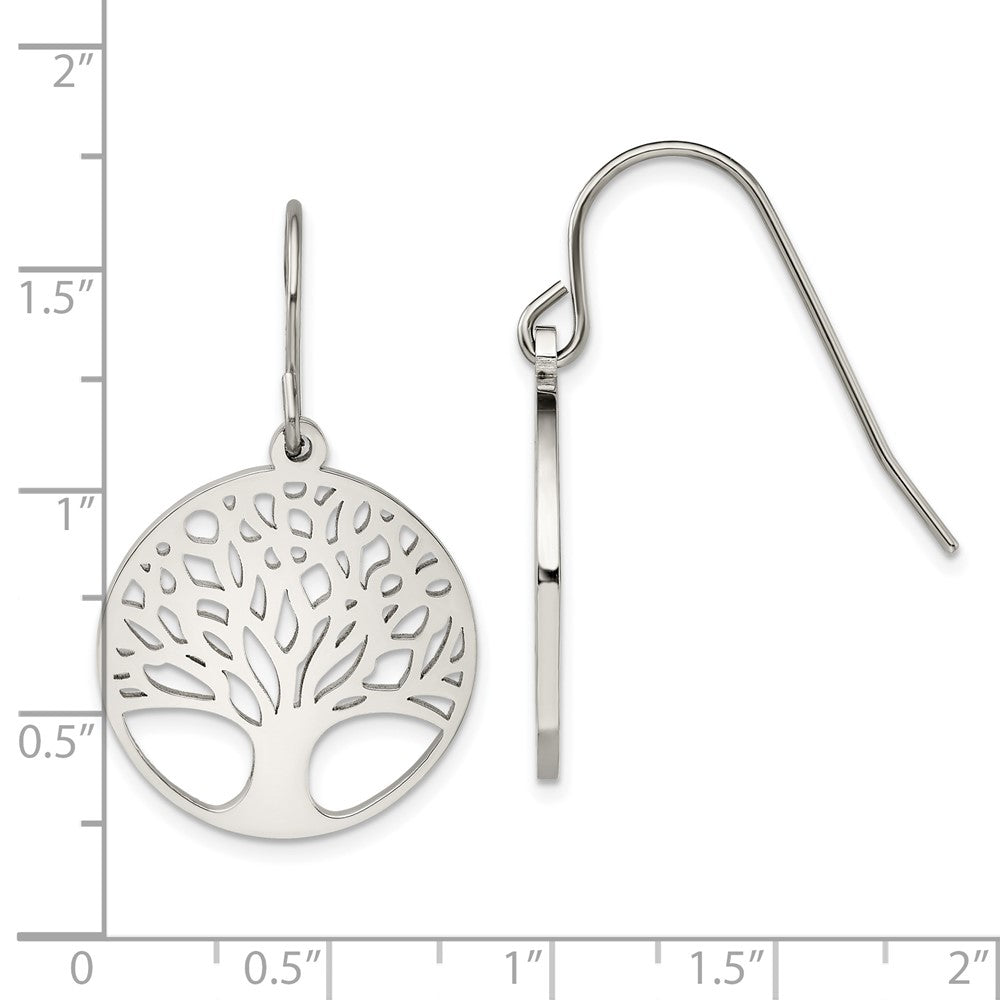 FJC Finejewelers Stainless Steel Dangle Polished Tree of Life Cut-out Shepherd Hook Earrings 32 x 19 mm
