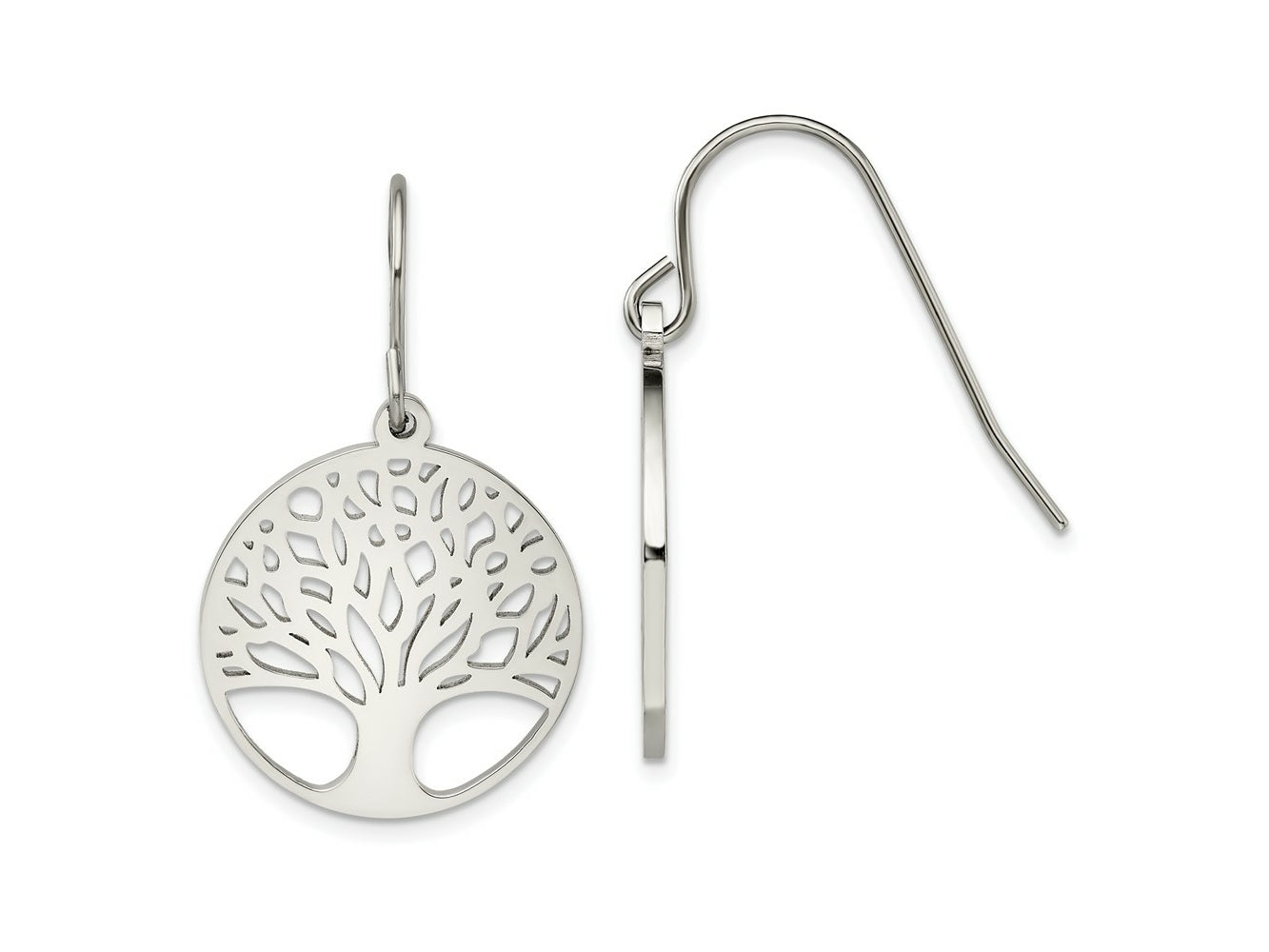 FJC Finejewelers Stainless Steel Dangle Polished Tree of Life Cut-out Shepherd Hook Earrings 32 x 19 mm
