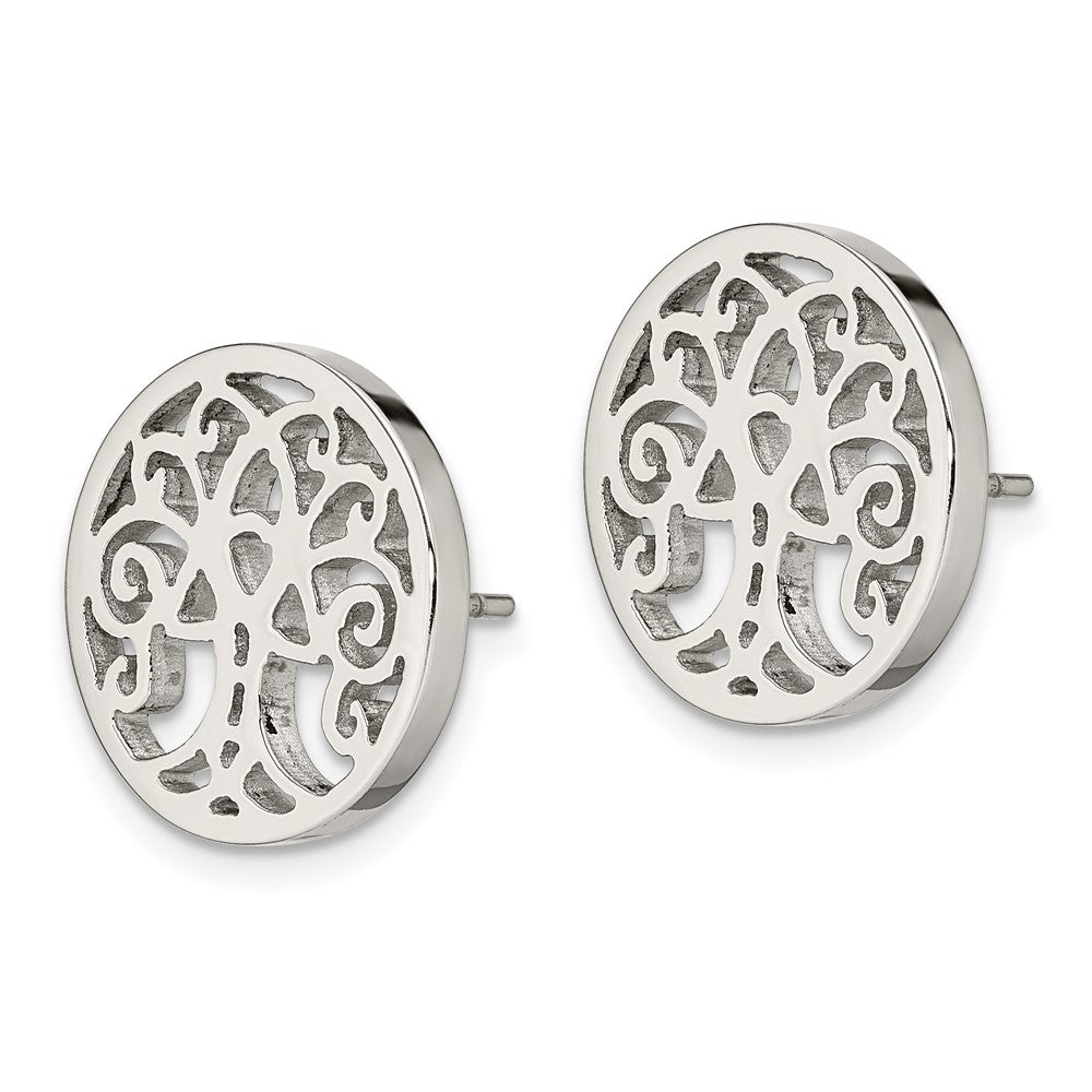 FJC Finejewelers Stainless Steel Button Polished Tree of Life Post Earrings 15 x 15 mm
