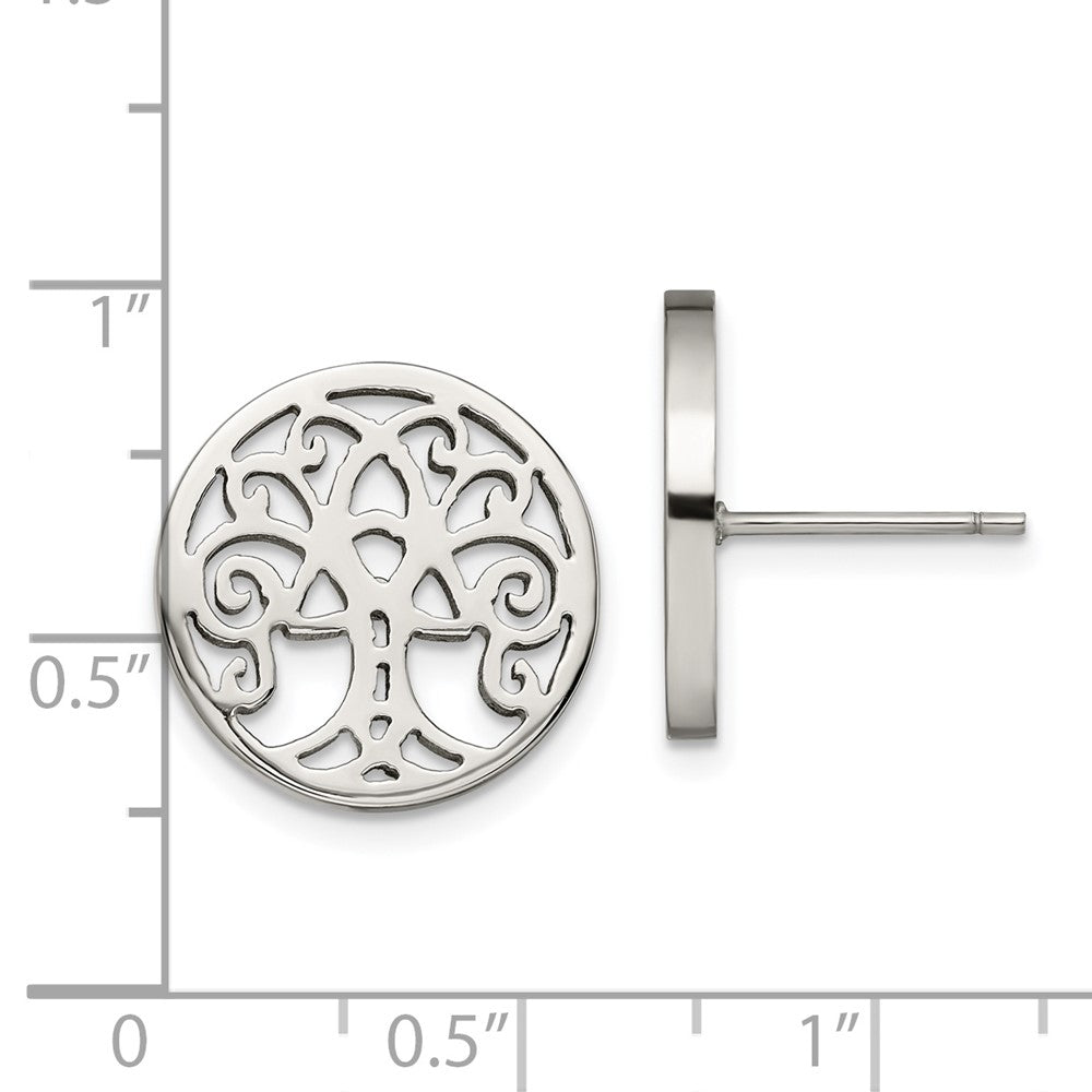 FJC Finejewelers Stainless Steel Button Polished Tree of Life Post Earrings 15 x 15 mm
