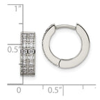 FJC Finejewelers Stainless Steel Polished with 2 Rows of CZ 2.3mm Hinged Hoop Earrings 13 mm x 14 mm