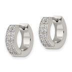 FJC Finejewelers Stainless Steel Polished with 2 Rows of CZ 2.3mm Hinged Hoop Earrings 13 mm x 14 mm