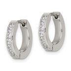 FJC Finejewelers Stainless Steel Polished with 1 Row of CZ 2.3mm Hinged Hoop Earrings 13 mm x 14 mm