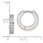 FJC Finejewelers Stainless Steel Polished with 1 Row of CZ 2.3mm Hinged Hoop Earrings 13 mm x 14 mm