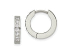 FJC Finejewelers Stainless Steel Polished with 1 Row of CZ 2.3mm Hinged Hoop Earrings 13 mm x 14 mm