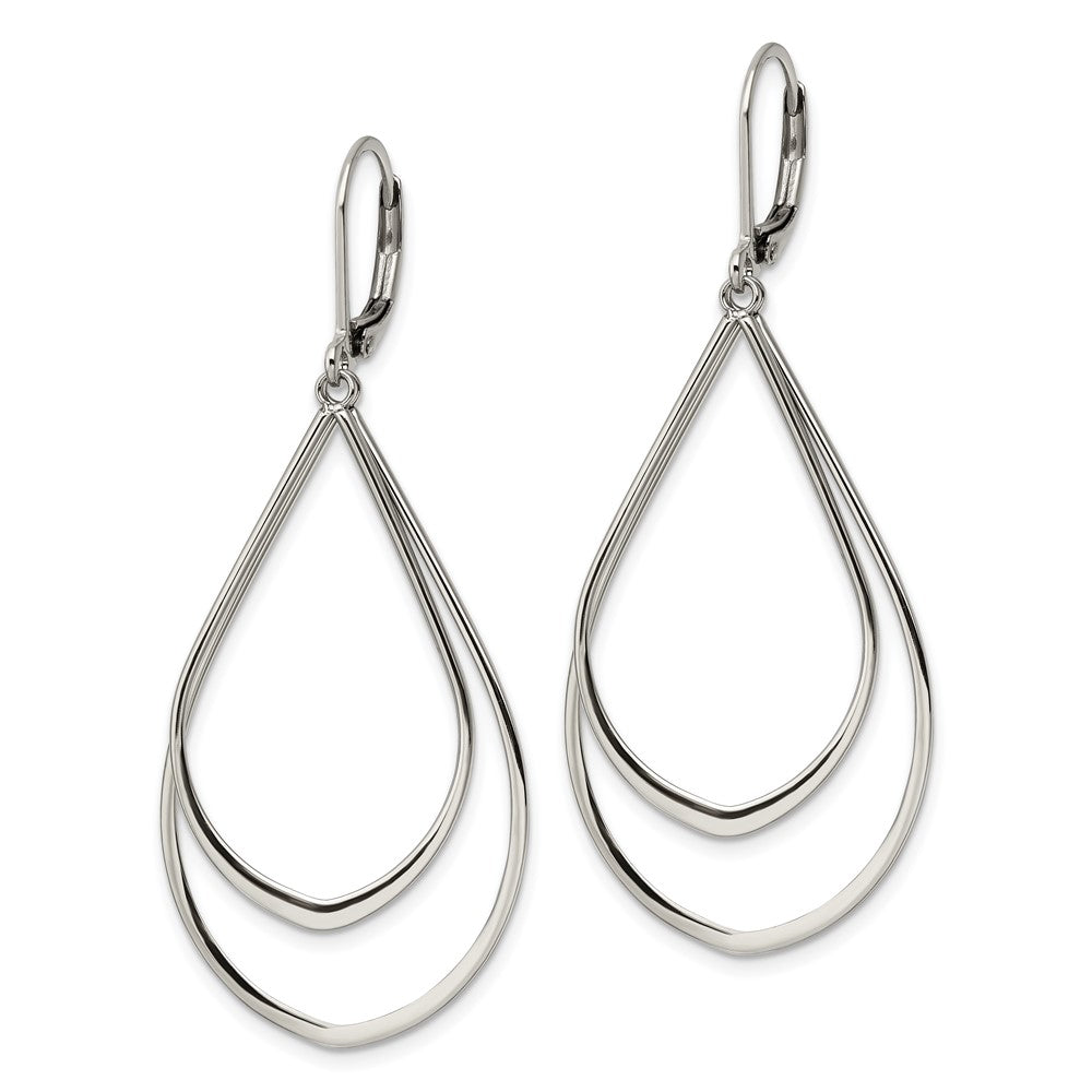 FJC Finejewelers Stainless Steel Polished Double Teardrop Dangle Leverback Earrings 56 x 23 mm