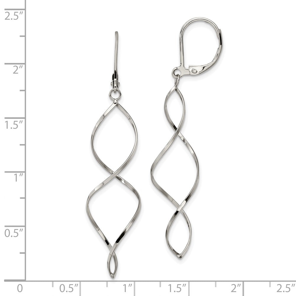 FJC Finejewelers Stainless Steel Polished Twist Dangle Leverback Earrings 55 x 13 mm