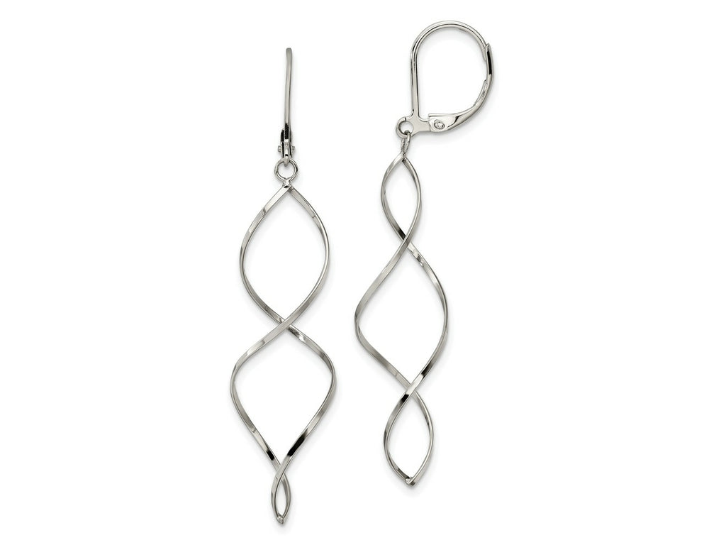 FJC Finejewelers Stainless Steel Polished Twist Dangle Leverback Earrings 55 x 13 mm