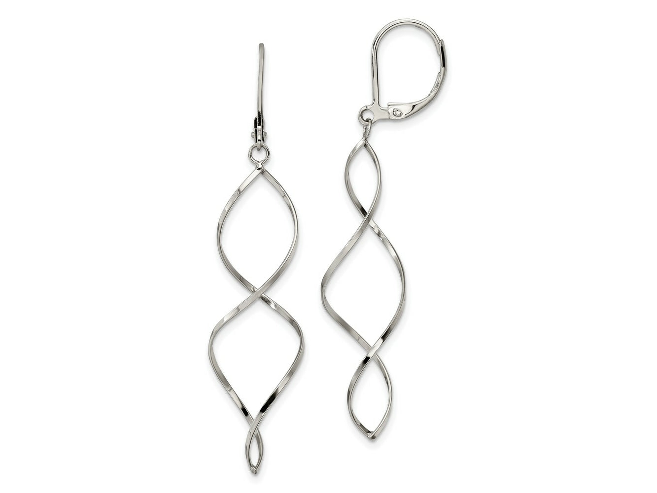 FJC Finejewelers Stainless Steel Polished Twist Dangle Leverback Earrings 55 x 13 mm