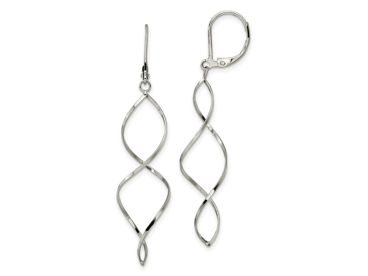 FJC Finejewelers Stainless Steel Polished Twist Dangle Leverback Earrings 55 x 13 mm