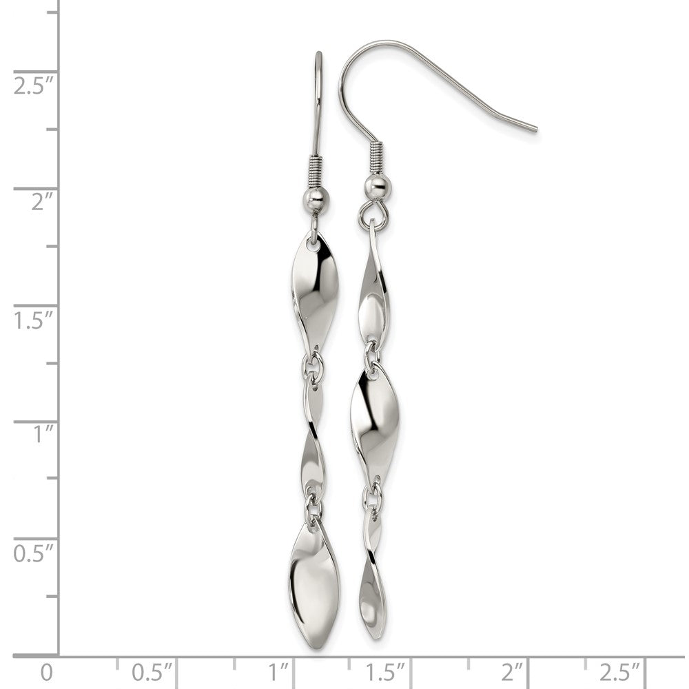 FJC Finejewelers Stainless Steel Polished Twisted Dangle Shepherd Hook Earrings 63 x 6 mm