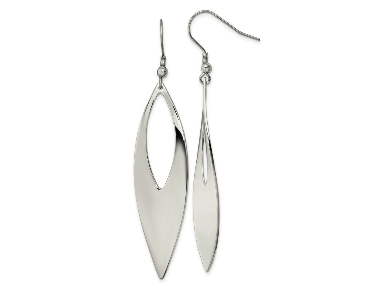 FJC Finejewelers Stainless Steel Polished Dangle Shepherd Hook Earrings 76 x 16 mm