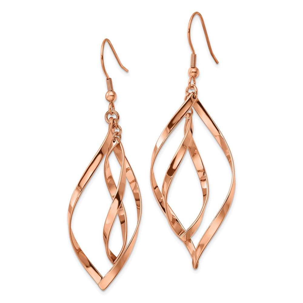 FJC Finejewelers Stainless Steel Polished Rose IP-plated Dangle Shepherd Hook Earrings 66 x 23 mm