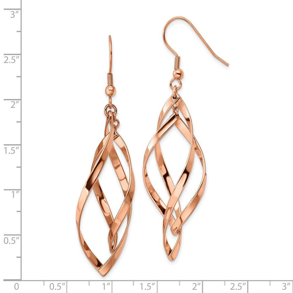 FJC Finejewelers Stainless Steel Polished Rose IP-plated Dangle Shepherd Hook Earrings 66 x 23 mm