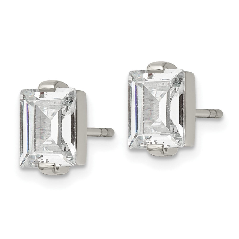FJC Finejewelers Stainless Steel Stud Polished Rectangle CZ Post Earrings 10 x 5 mm