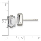 FJC Finejewelers Stainless Steel Stud Polished Rectangle CZ Post Earrings 10 x 5 mm