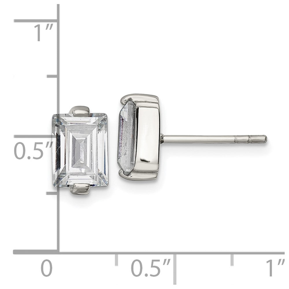 FJC Finejewelers Stainless Steel Stud Polished Rectangle CZ Post Earrings 10 x 5 mm