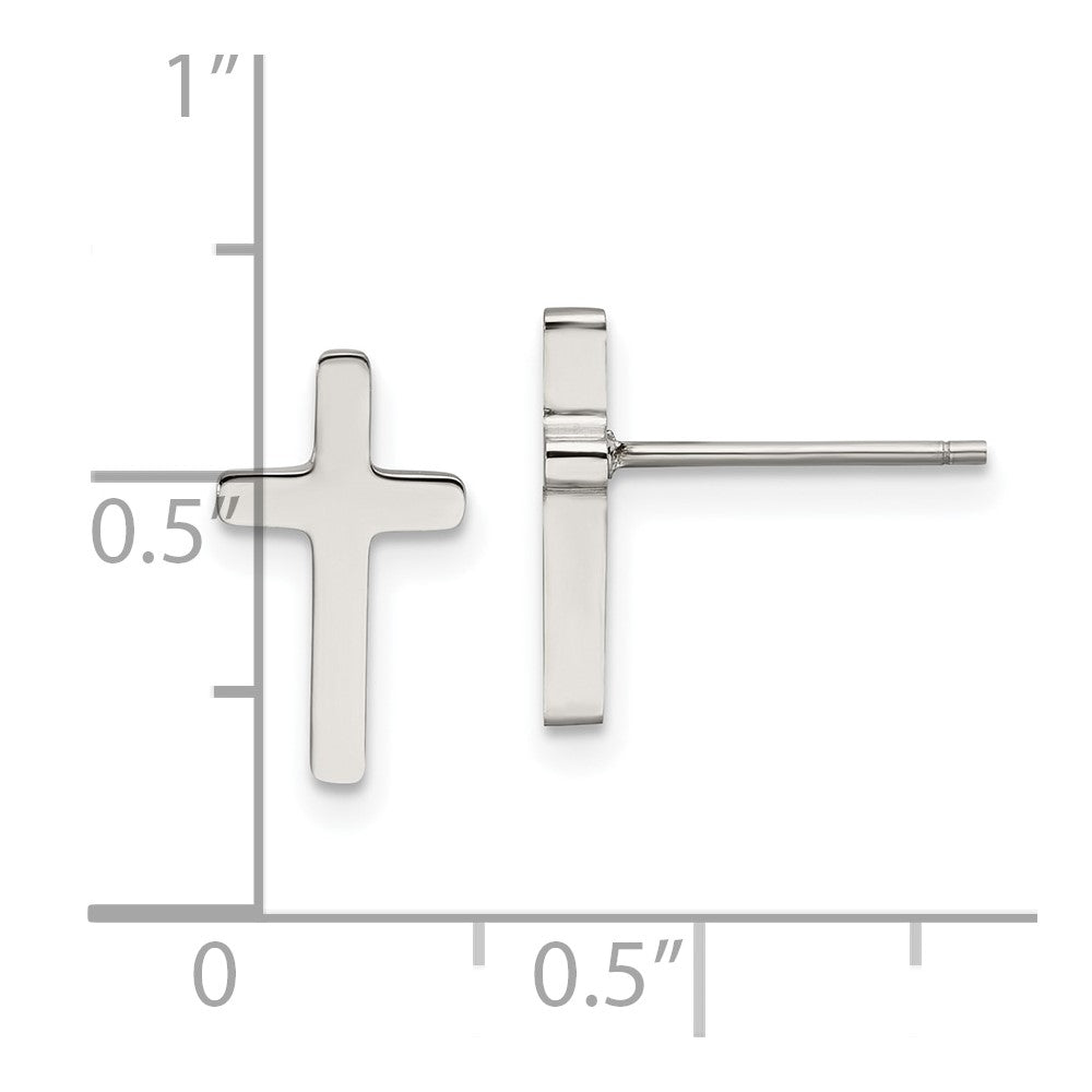 FJC Finejewelers Stainless Steel Button Polished Cross Post Earrings 11 x 6 mm