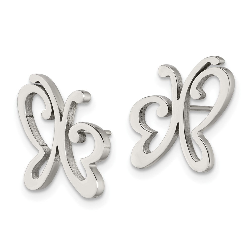 FJC Finejewelers Stainless Steel Button Polished Butterfly Post Earrings 13 x 11 mm