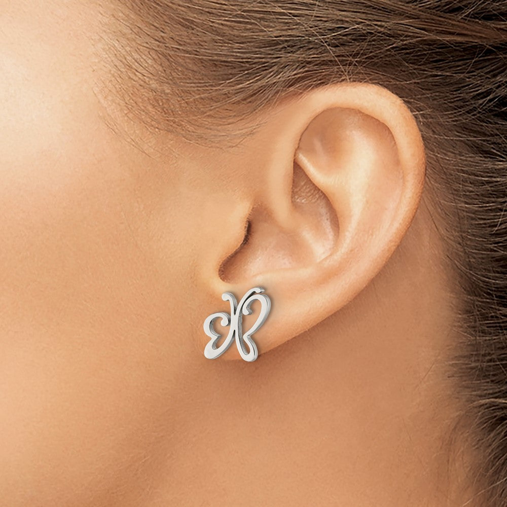FJC Finejewelers Stainless Steel Button Polished Butterfly Post Earrings 13 x 11 mm