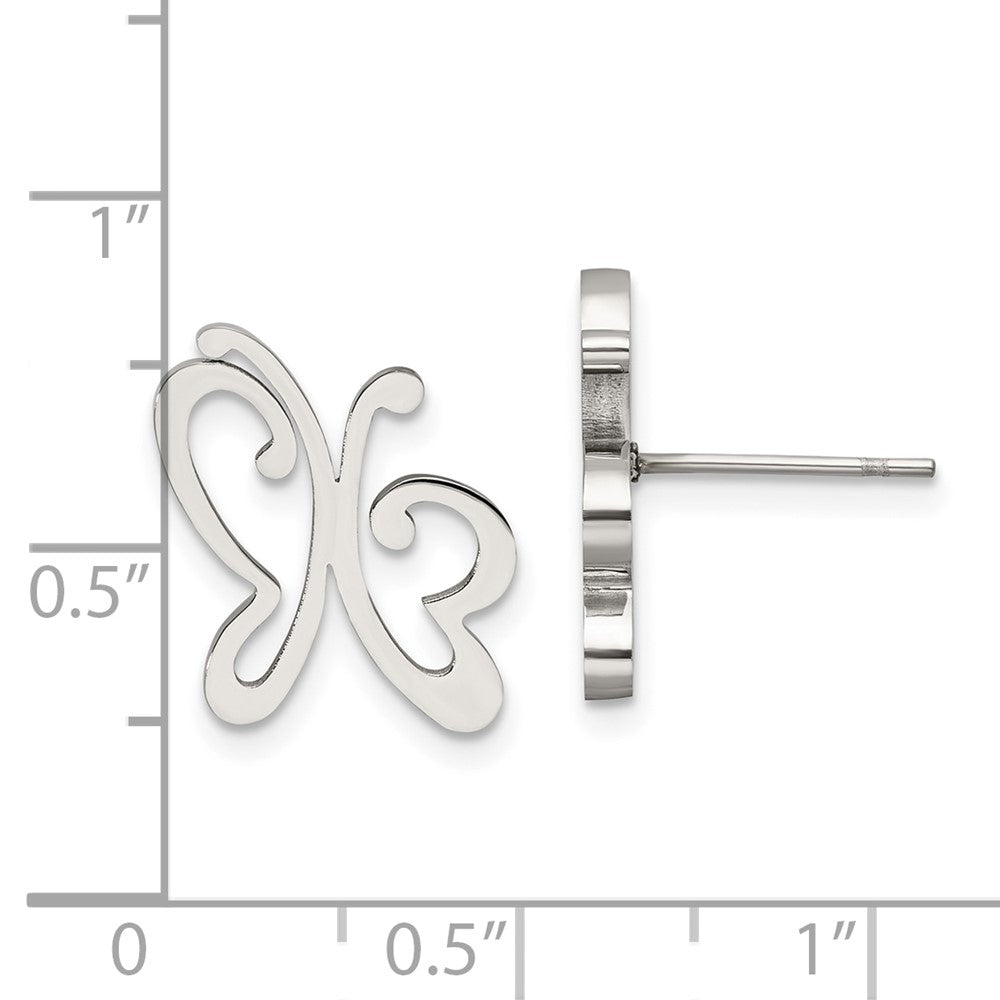 FJC Finejewelers Stainless Steel Button Polished Butterfly Post Earrings 13 x 11 mm