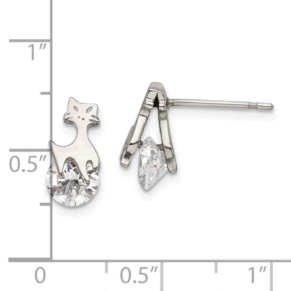 FJC Finejewelers Stainless Steel Button Polished with CZ Cat Post Earrings 12 x 5 mm