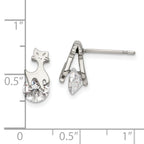 FJC Finejewelers Stainless Steel Button Polished with CZ Cat Post Earrings 12 x 5 mm