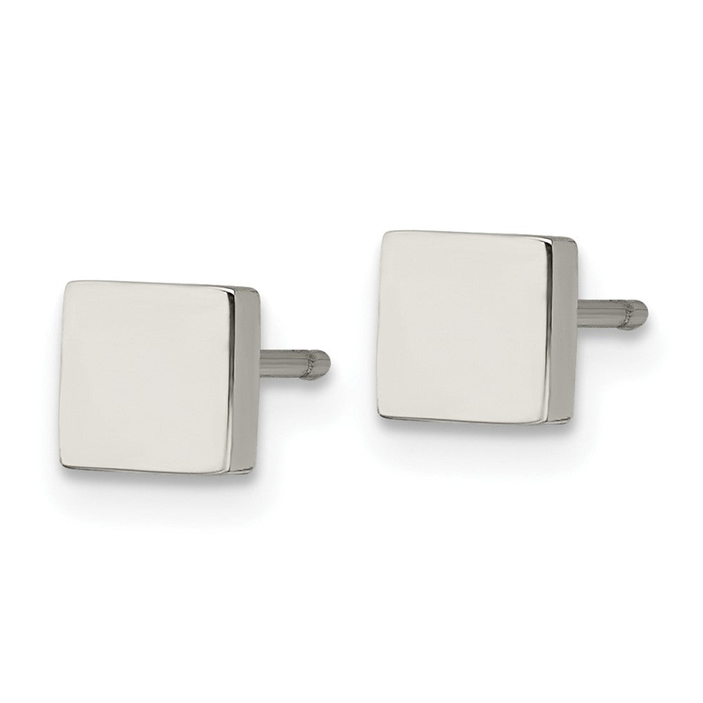 FJC Finejewelers Stainless Steel Button Polished Square Post Earrings 4 x 4 mm