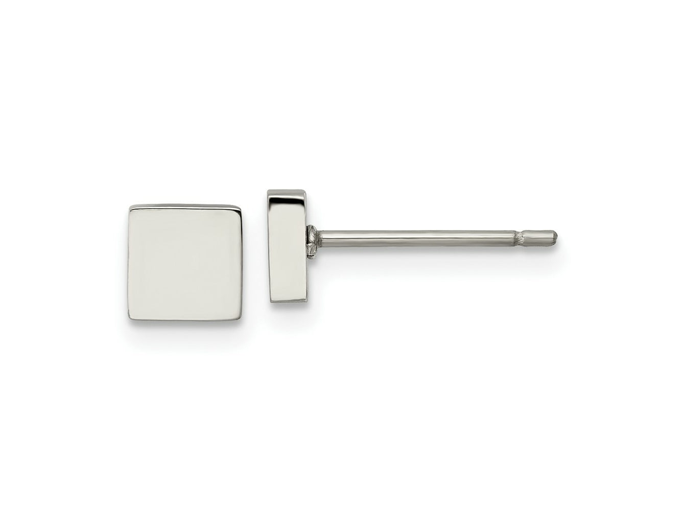 FJC Finejewelers Stainless Steel Button Polished Square Post Earrings 4 x 4 mm
