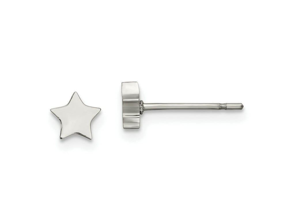 FJC Finejewelers Stainless Steel Button Polished Star Post Earrings 4 x 4 mm