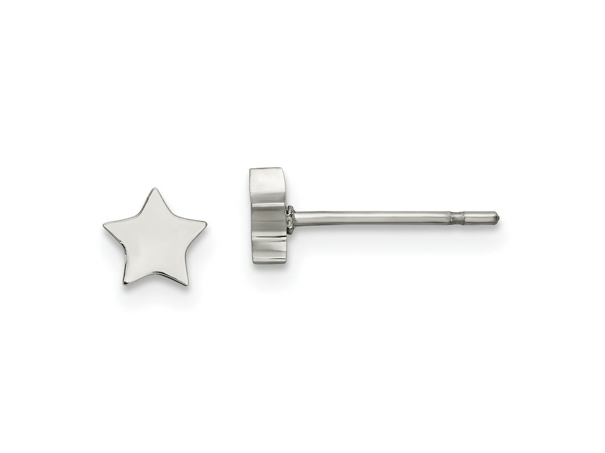 FJC Finejewelers Stainless Steel Button Polished Star Post Earrings 4 x 4 mm