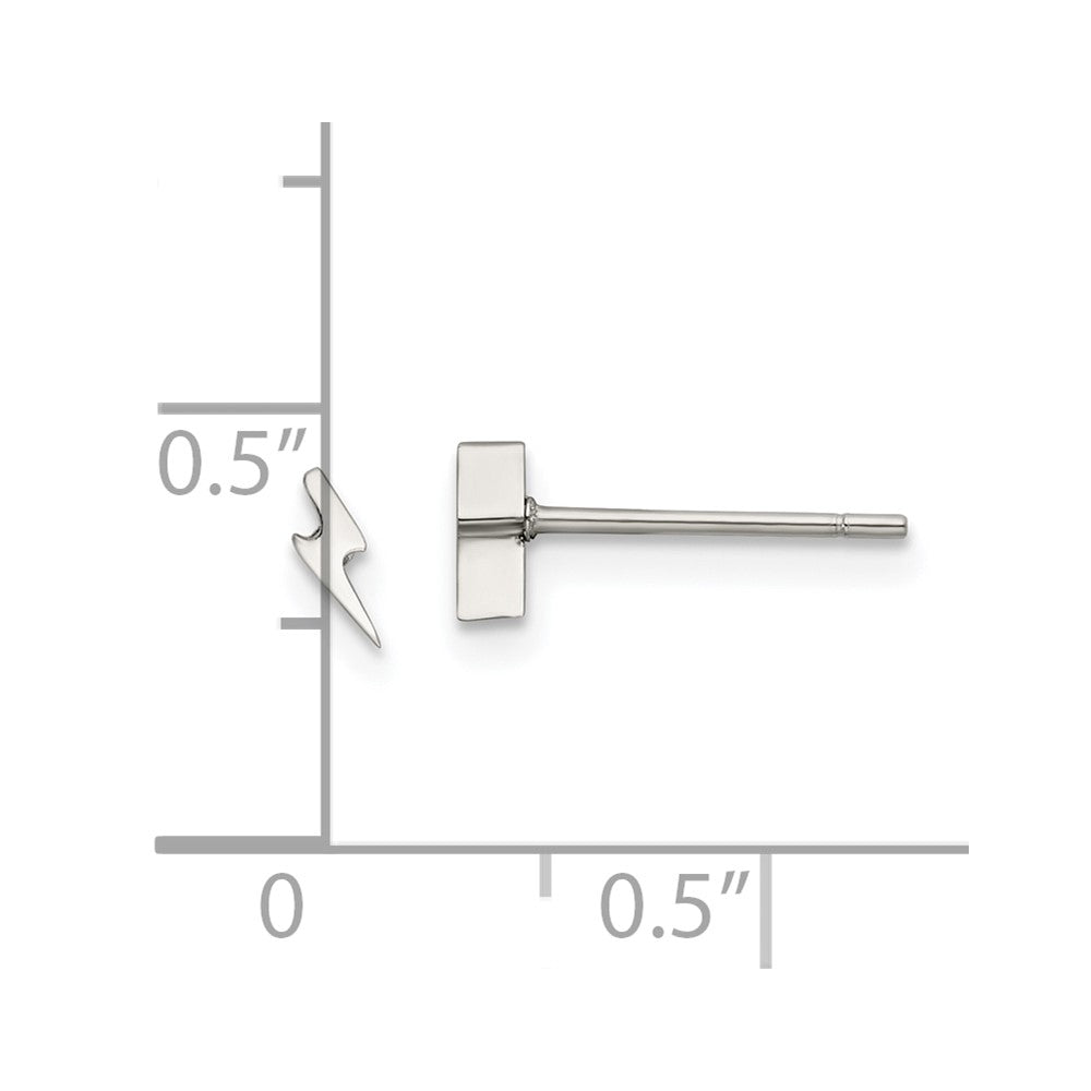 FJC Finejewelers Stainless Steel Button Polished Lightning Bolt Post Earrings 5 x 2 mm