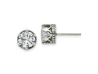 FJC Finejewelers Stainless Steel Stud Antiqued and Polished with CZ Crown Post Earrings 9 x 9 mm