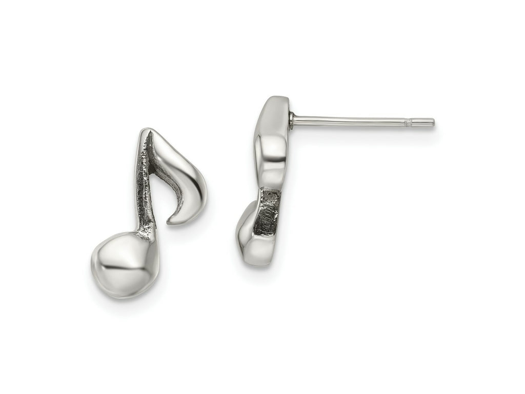 FJC Finejewelers Stainless Steel Button Polished Music Note Post Earrings 13 x 6 mm