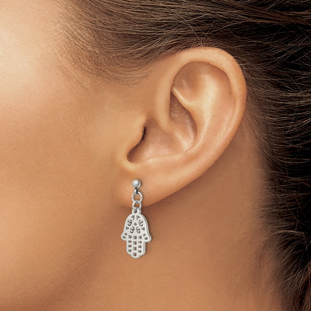 FJC Finejewelers Stainless Steel Polished Chamseh/Hamsa Post Dangle Earrings 26 x 12 mm