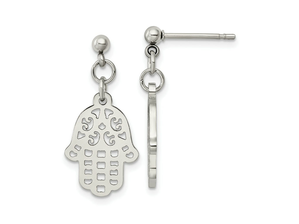 FJC Finejewelers Stainless Steel Polished Chamseh/Hamsa Post Dangle Earrings 26 x 12 mm