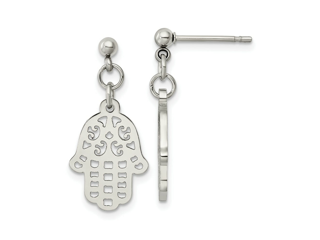 FJC Finejewelers Stainless Steel Polished Chamseh/Hamsa Post Dangle Earrings 26 x 12 mm